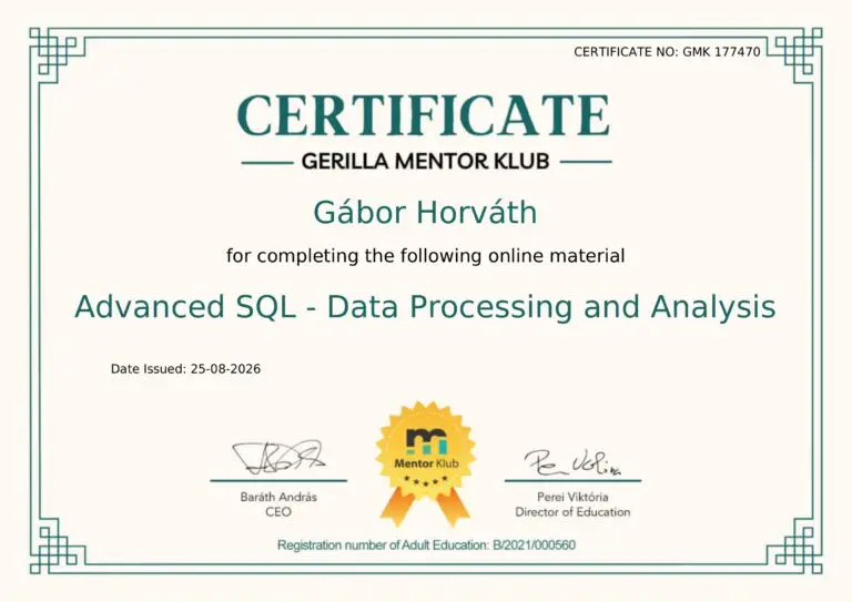 Home Gerilla Mentor Klub – Advanced SQL: Data Processing and Analysis