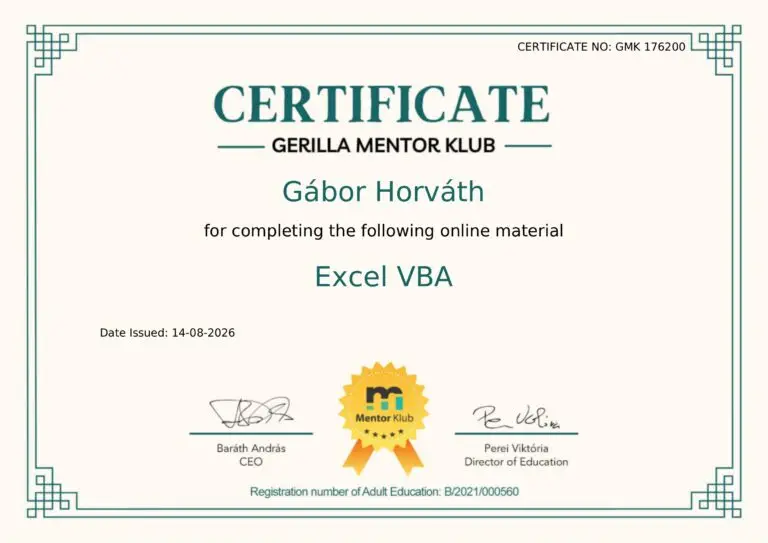 Home Gerilla Mentor Klub – Excel VBA